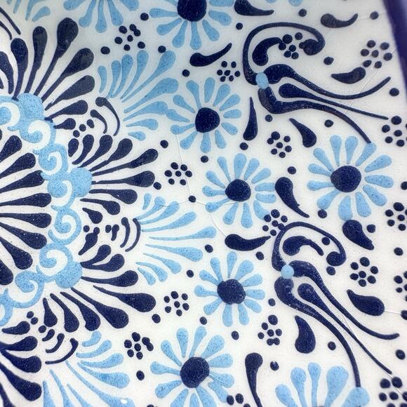 Vintage Turkish Grand Bazaar Ceramic Bowl Hand Painted Blue Floral Design - Picture 6 of 7